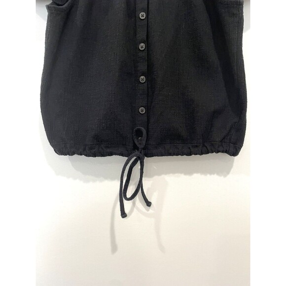 Madewell Women's Black Texture & Thread Cotton Off Shoulder Peasant Top Size M - Picture 2 of 5